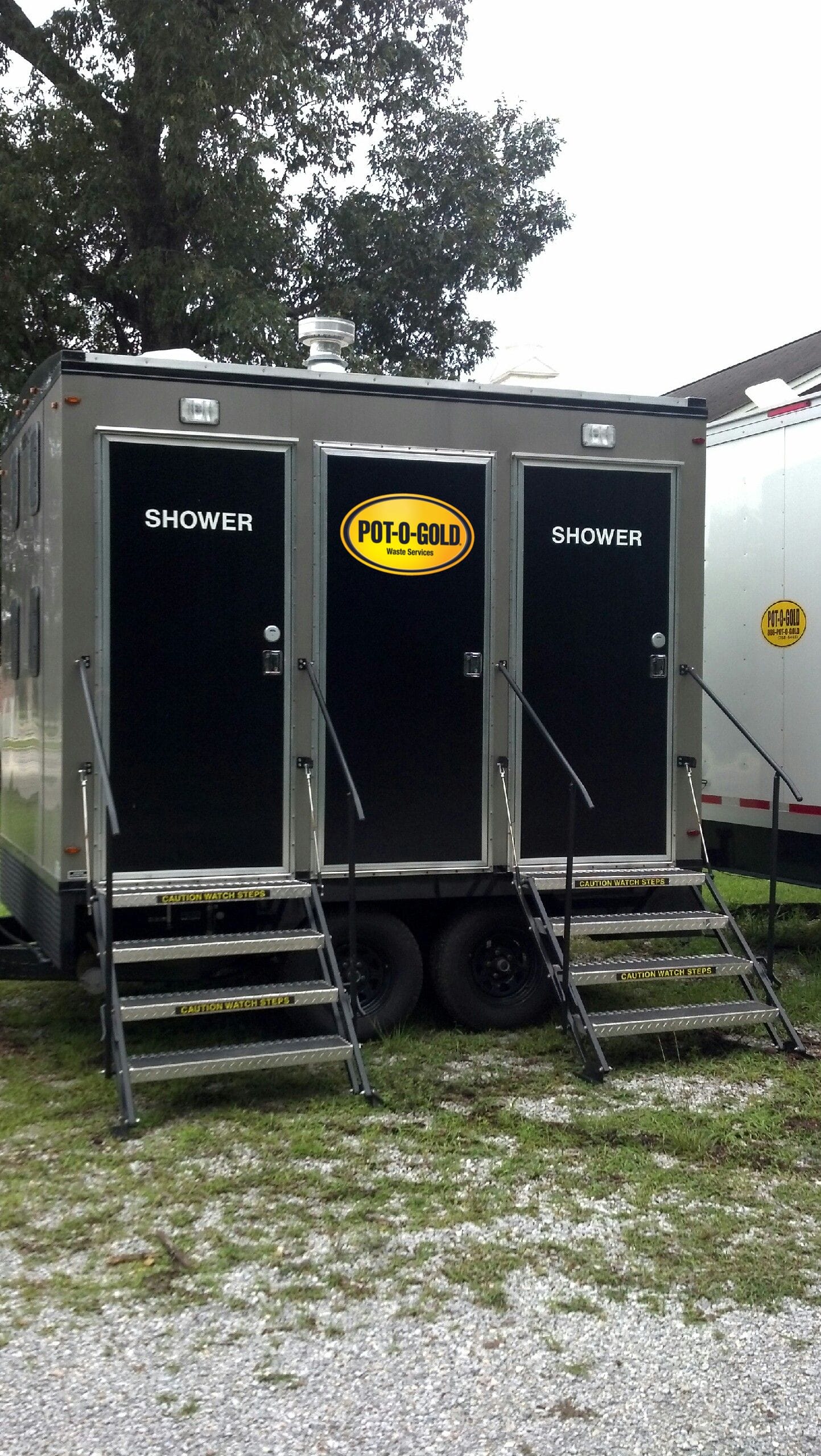 4-Stall Portable Shower Trailer - Pot-O-Gold Rentals - Order Online